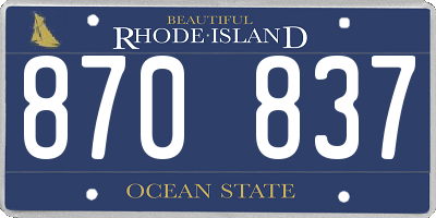 RI license plate 870837