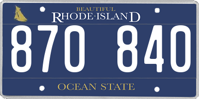 RI license plate 870840