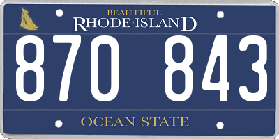 RI license plate 870843