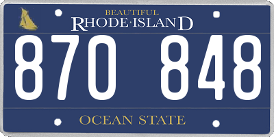RI license plate 870848