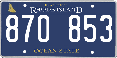 RI license plate 870853