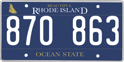 RI license plate 870863