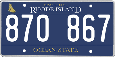 RI license plate 870867