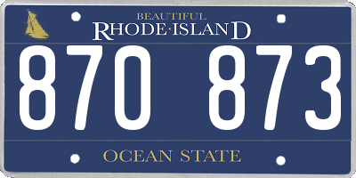 RI license plate 870873