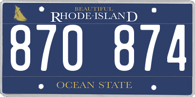 RI license plate 870874