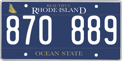 RI license plate 870889