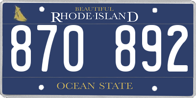 RI license plate 870892