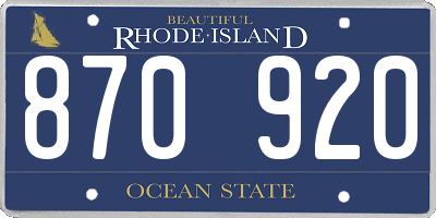 RI license plate 870920