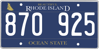 RI license plate 870925