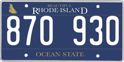 RI license plate 870930