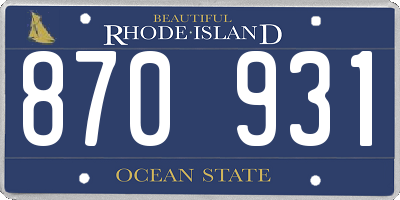 RI license plate 870931