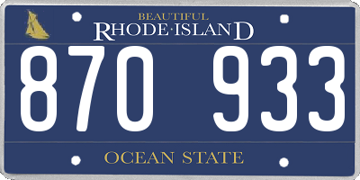 RI license plate 870933
