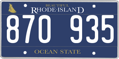 RI license plate 870935