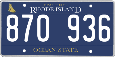 RI license plate 870936