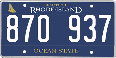 RI license plate 870937