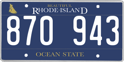 RI license plate 870943