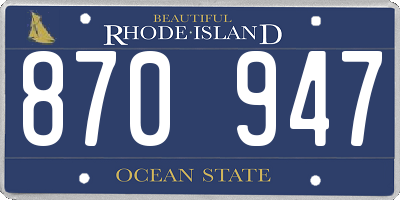 RI license plate 870947