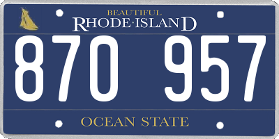 RI license plate 870957