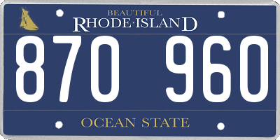 RI license plate 870960