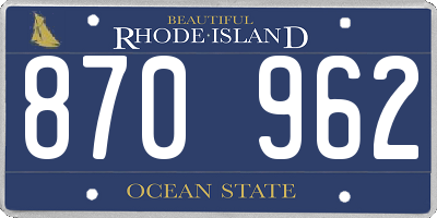 RI license plate 870962