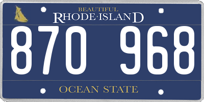 RI license plate 870968