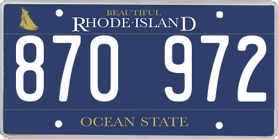 RI license plate 870972