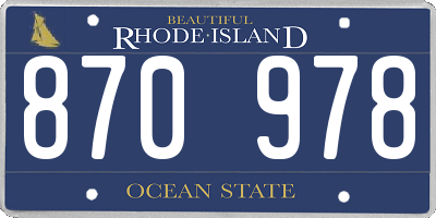 RI license plate 870978