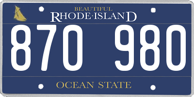 RI license plate 870980