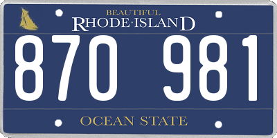 RI license plate 870981
