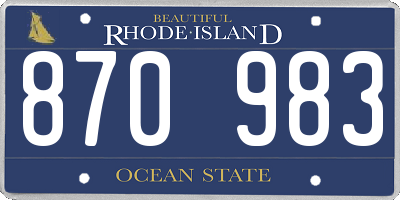 RI license plate 870983