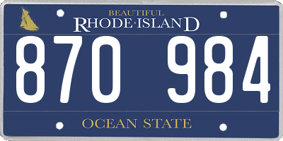 RI license plate 870984