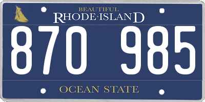 RI license plate 870985