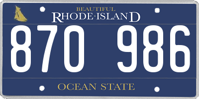RI license plate 870986