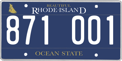 RI license plate 871001