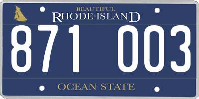 RI license plate 871003