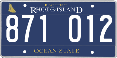 RI license plate 871012