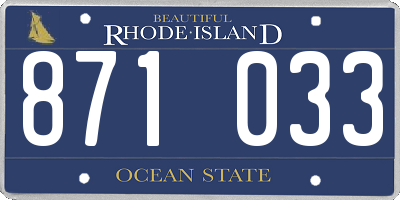 RI license plate 871033