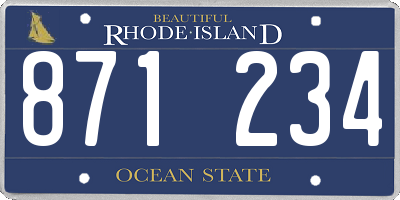 RI license plate 871234