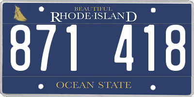 RI license plate 871418
