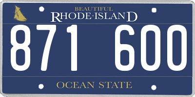 RI license plate 871600