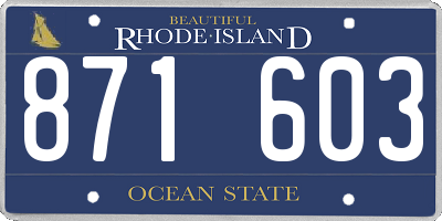 RI license plate 871603