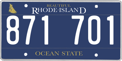 RI license plate 871701