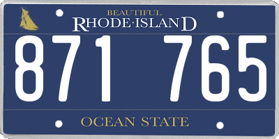 RI license plate 871765