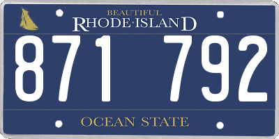 RI license plate 871792