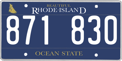 RI license plate 871830