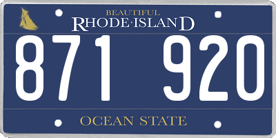 RI license plate 871920