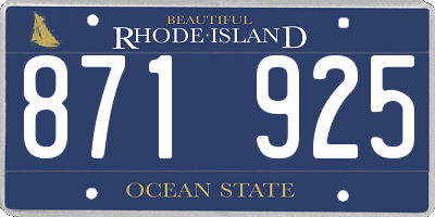 RI license plate 871925