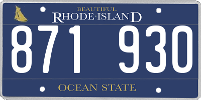 RI license plate 871930