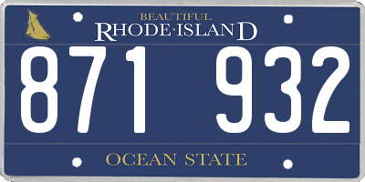 RI license plate 871932