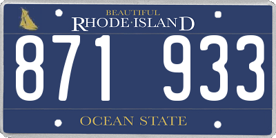 RI license plate 871933